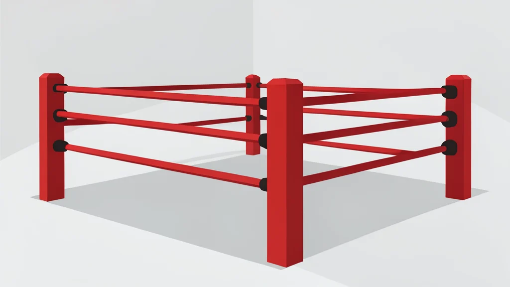 A professional boxing ring with red ropes and corner posts