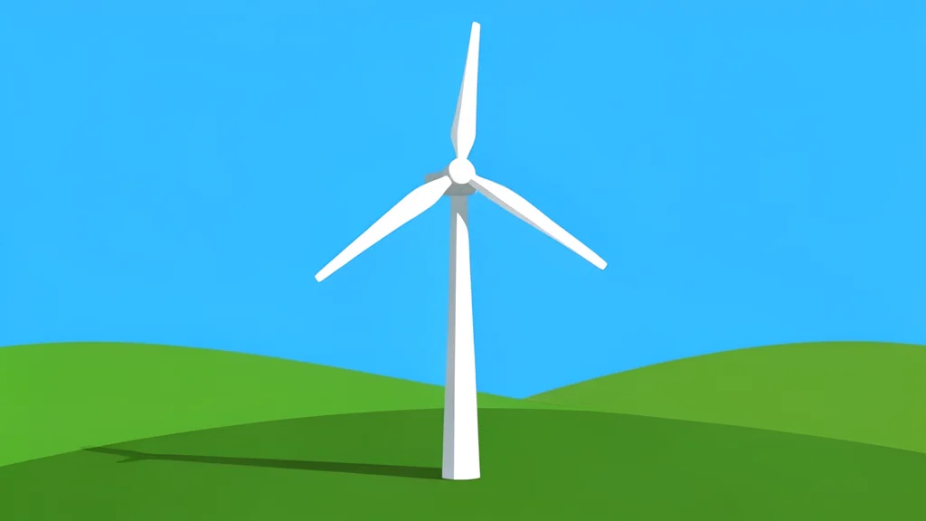A single modern wind turbine standing in a vast green field