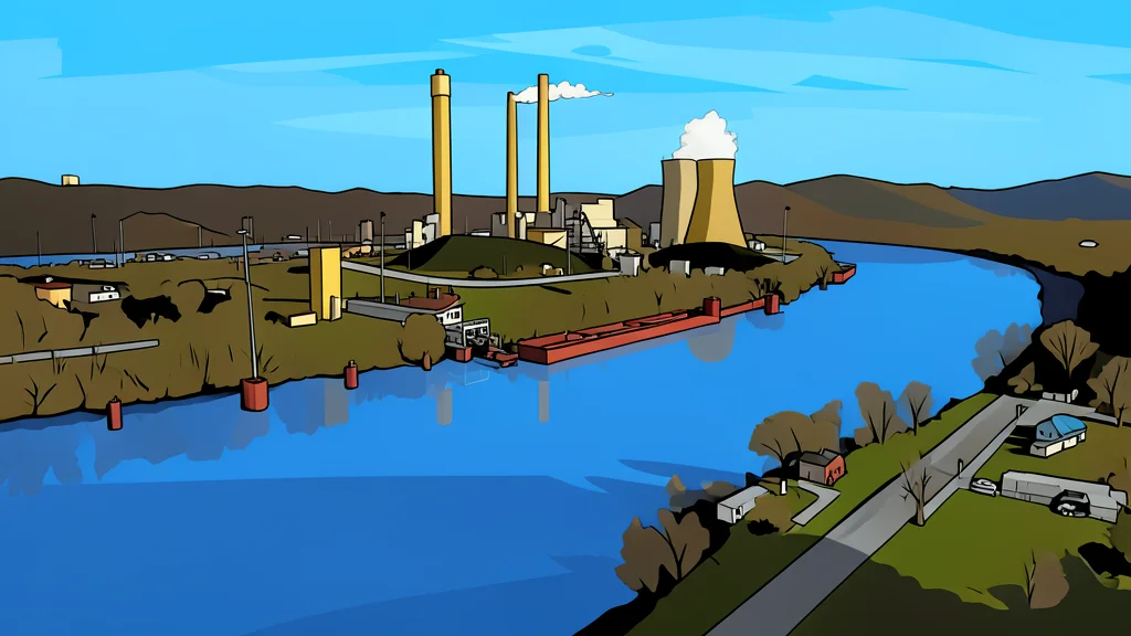 A large industrial smokestack releasing steam against a cloudy sky