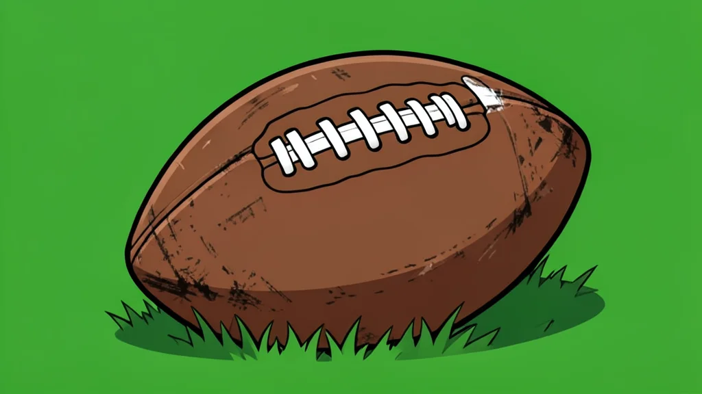 A green football field with white yard lines and goalposts in the distance