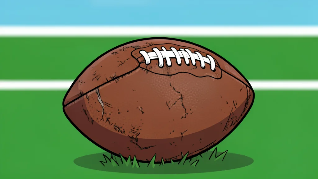 A green football field with white yard lines and goalposts in the distance