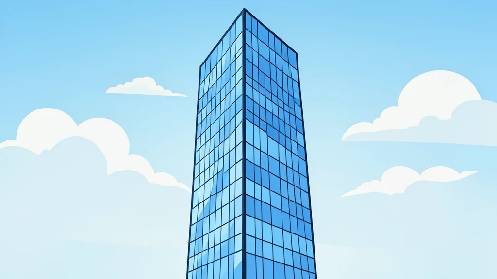 A modern glass skyscraper reflecting the sky
