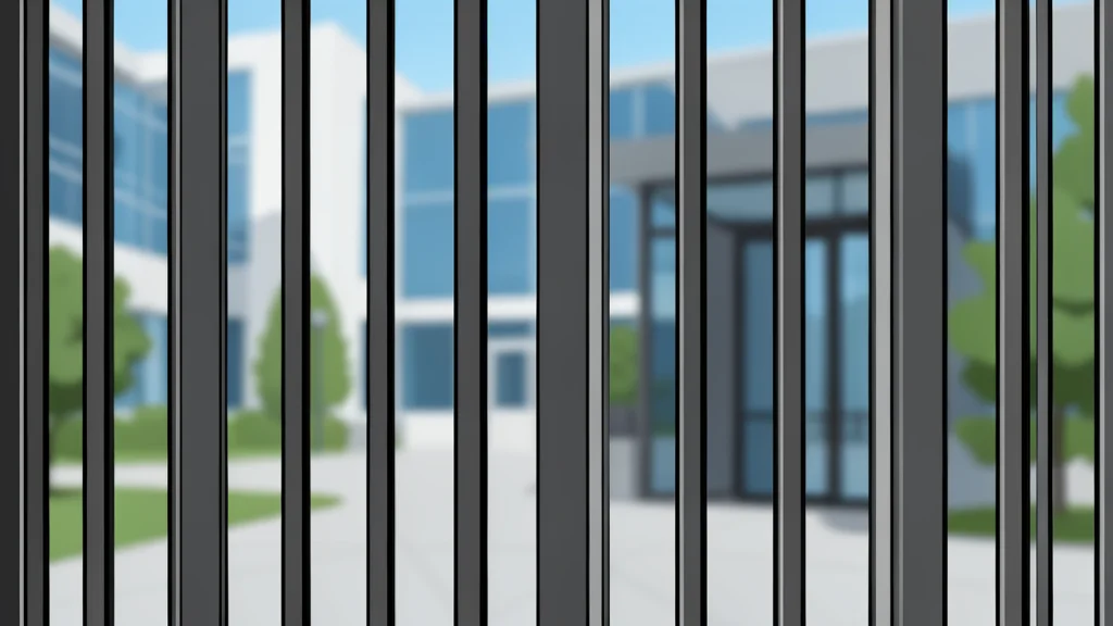 A modern glass office building reflecting a clear blue sky