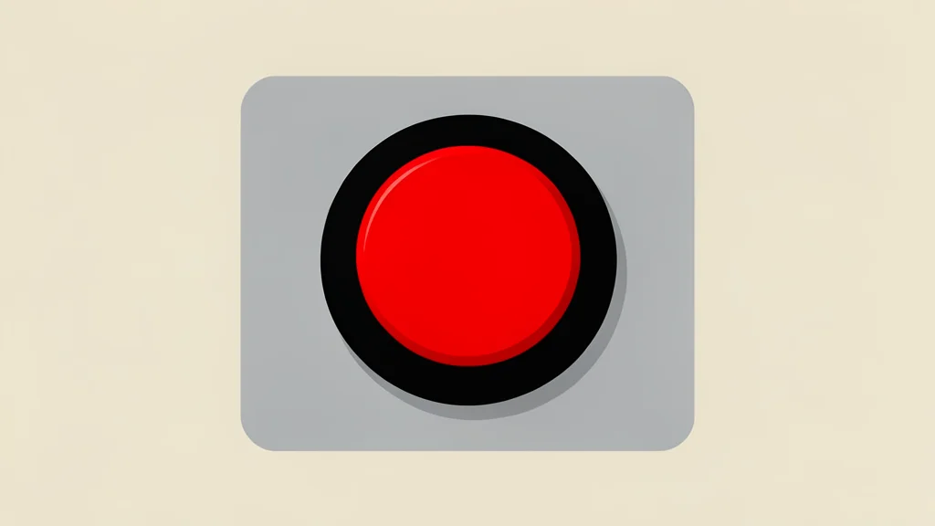 A large, heavy industrial emergency stop button mounted on a control panel