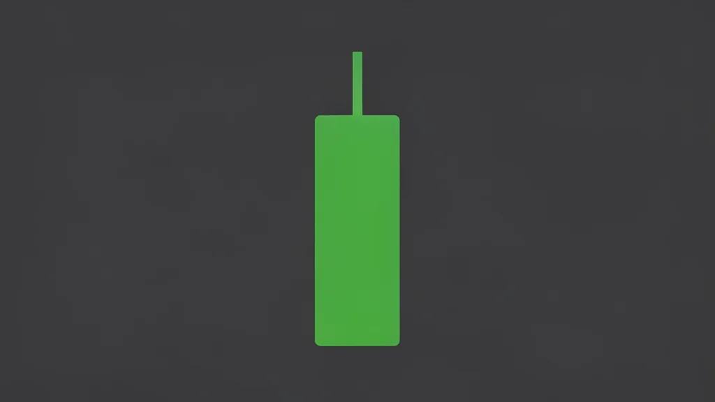 A single green candlestick rising against a dark background.