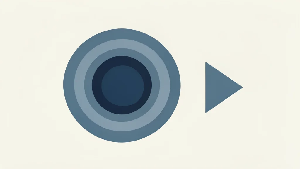 A stylized illustration of a video camera lens and a play button symbol
