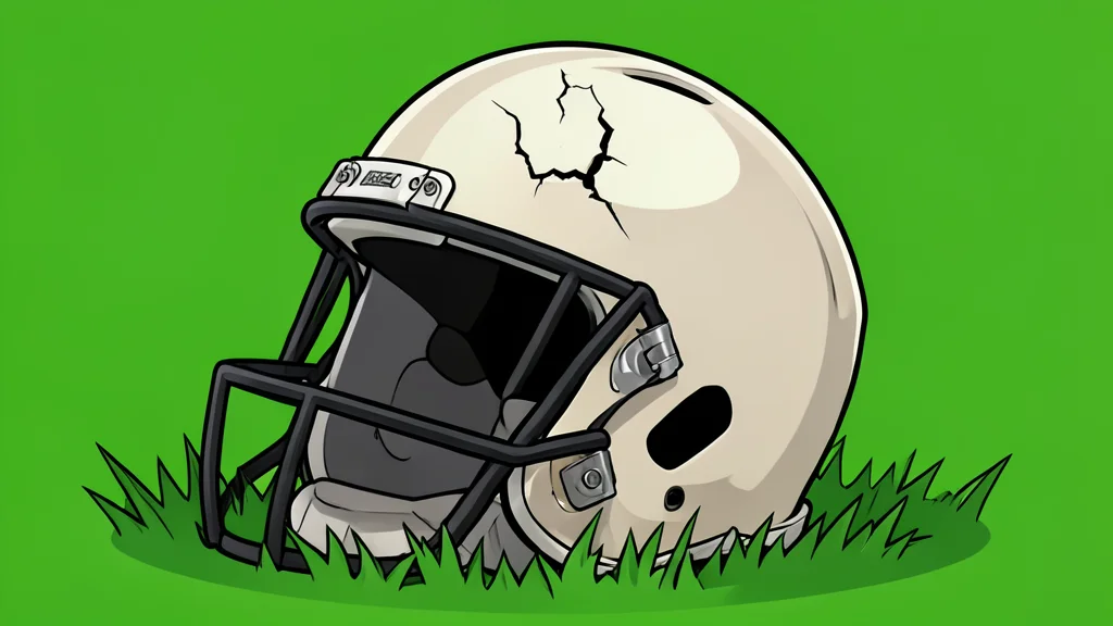 A football resting on the green grass of a stadium field