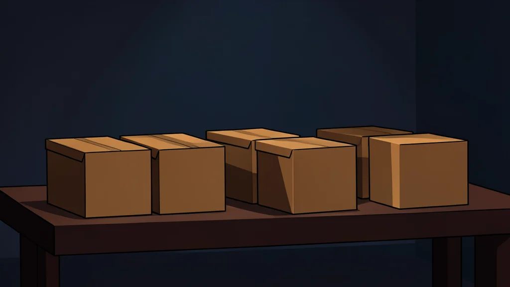 A row of empty wooden ballot boxes sitting on a table in a dimly lit room
