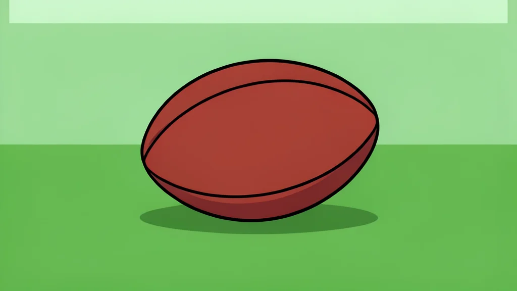 A rugby ball resting on a grass pitch
