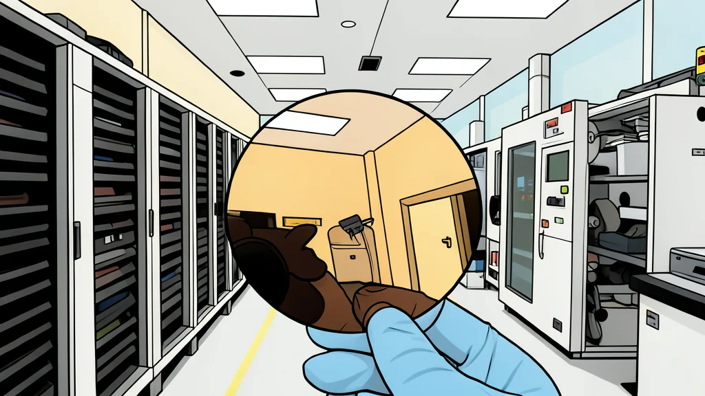 A close-up view of a silicon wafer with a grid of square chips