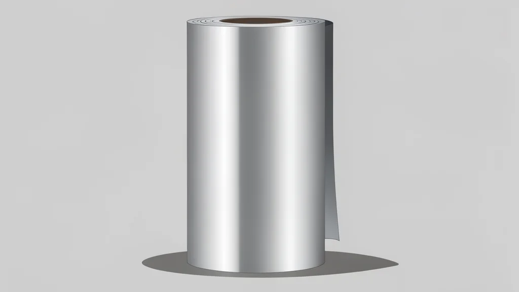A roll of metallic aluminum sheet with a smooth, protective surface texture