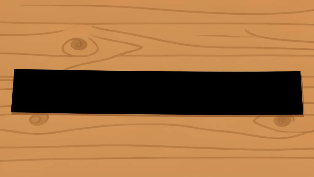 A strip of black athletic tape lying on a wooden surface