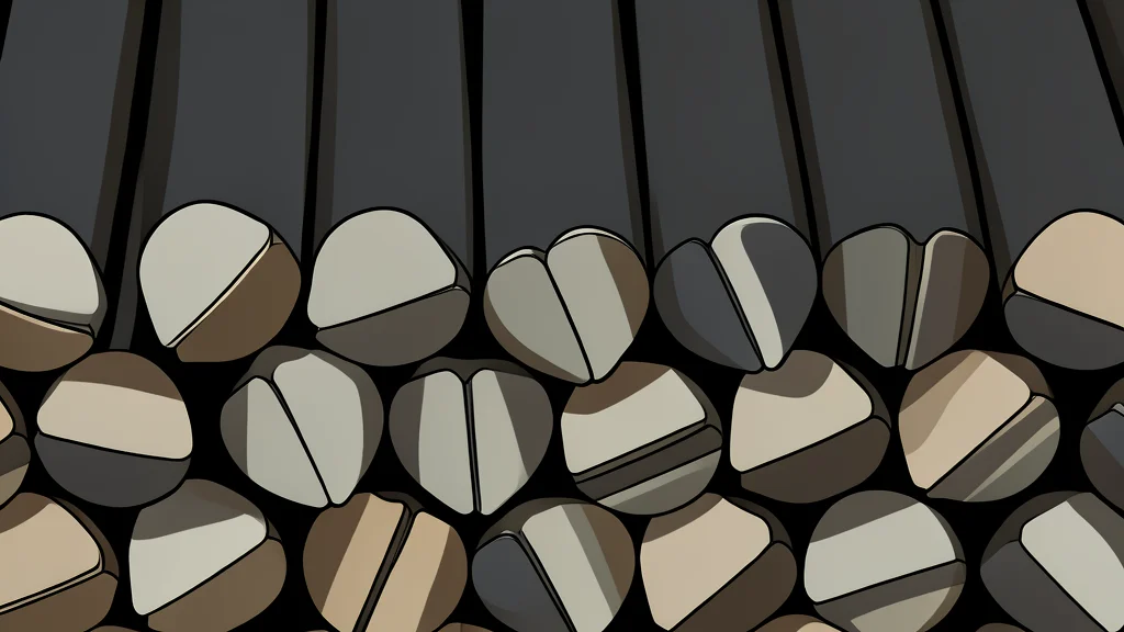 A stack of cylindrical metal rods in a warehouse