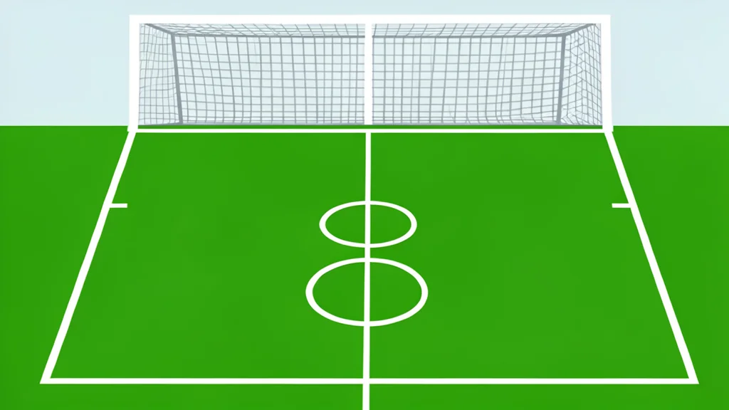 A green grass football pitch with white boundary lines and a goal net in the background