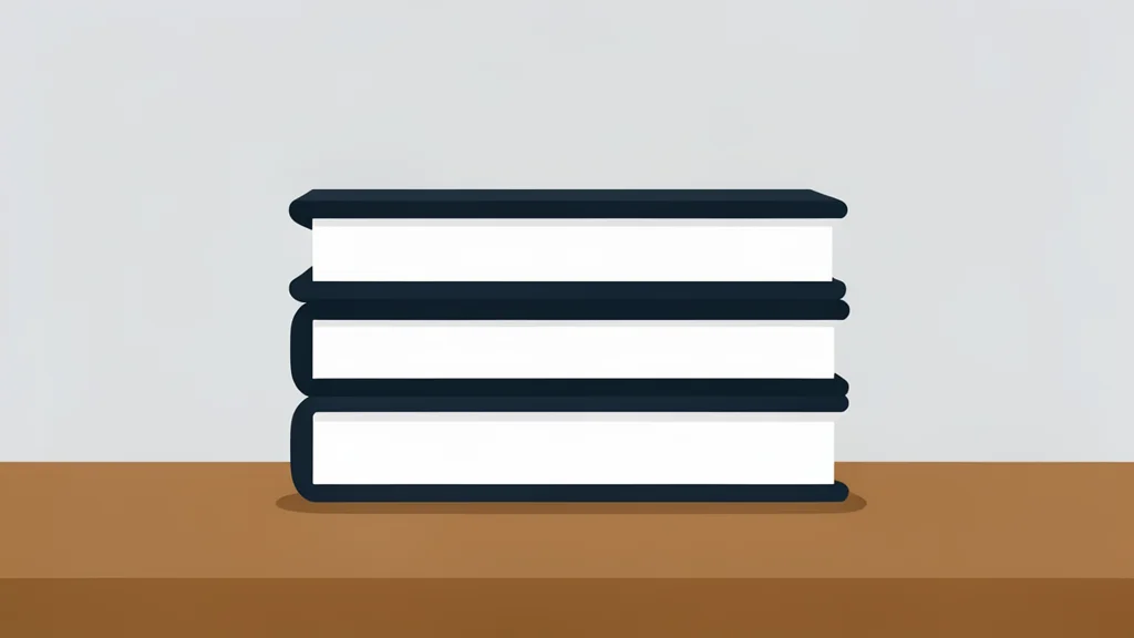 A stack of heavy, bound ledgers sitting on a wooden desk