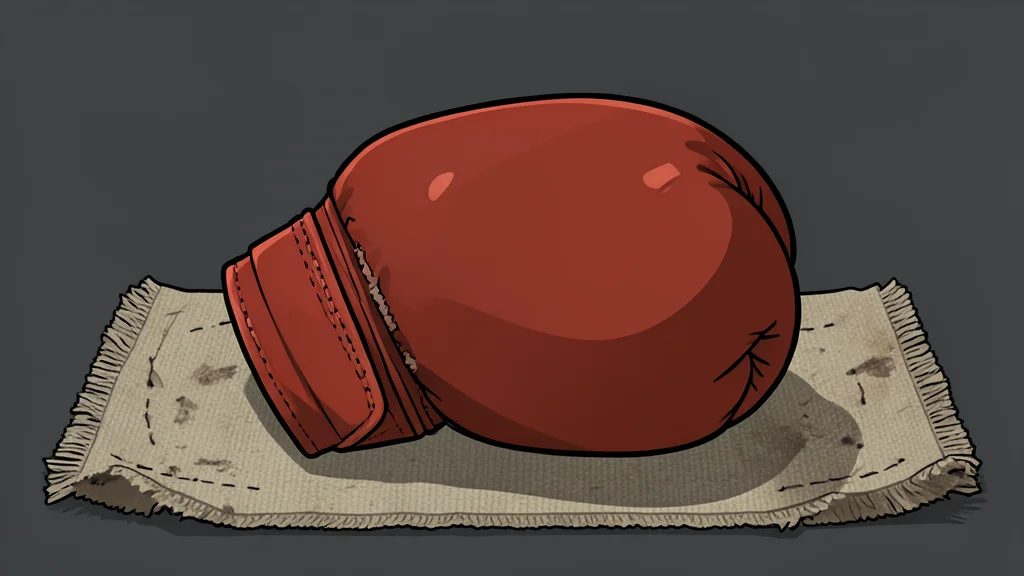 A pair of red boxing gloves resting on a canvas mat