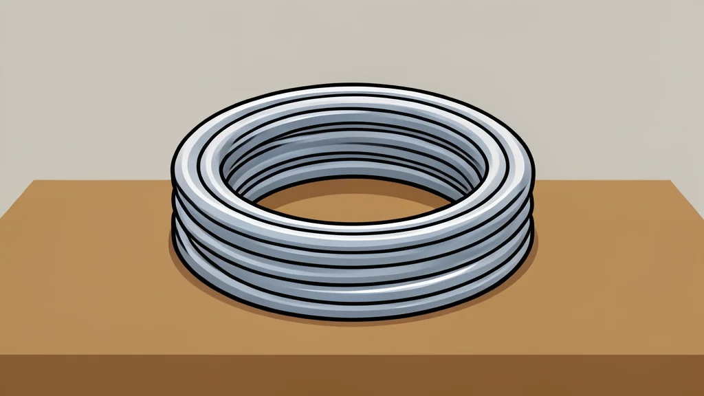 A polished optical fiber cable coiled on a workbench