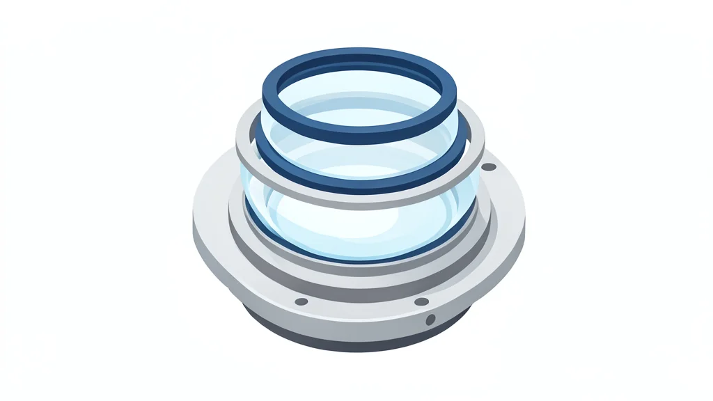 A detailed cross-section of a complex optical lens assembly featuring polished glass elements and metallic rings.