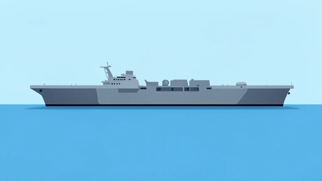 A large steel-hulled aircraft carrier floating on calm blue ocean water