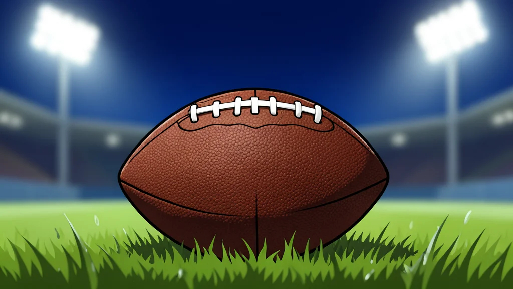 A grassy football field with white yard lines and goalposts under a starry night sky