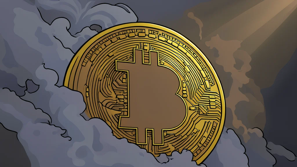 A digital coin with a geometric X symbol resting on a dark surface