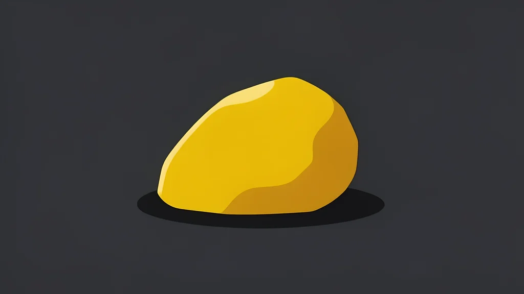 A rough, unrefined nugget of gold resting on a dark, textured surface
