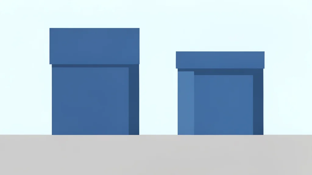 Two distinct geometric structures standing side by side on a neutral horizon, separated by a gap