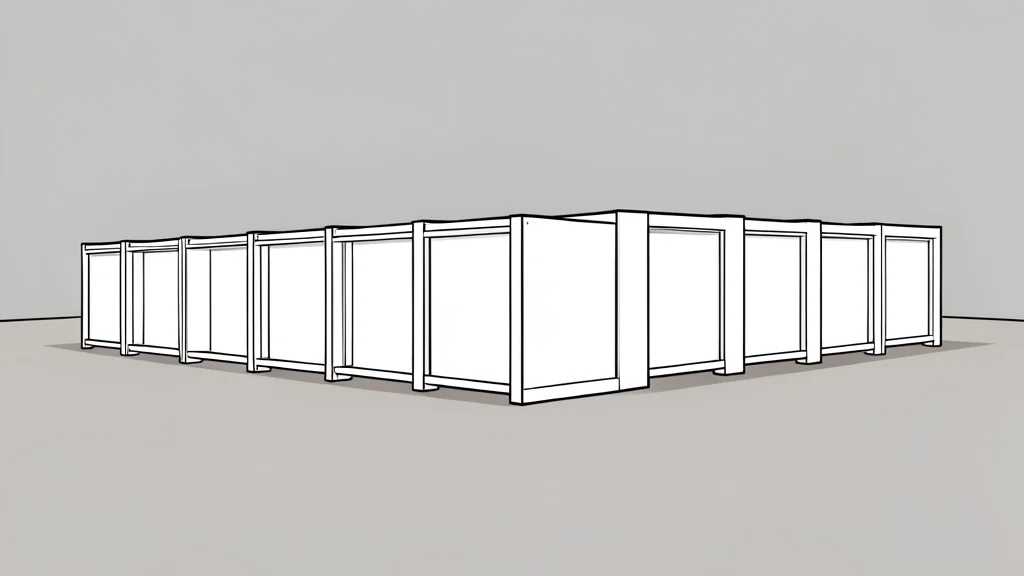 A row of white, rectangular modular office containers parked on a gravel lot.