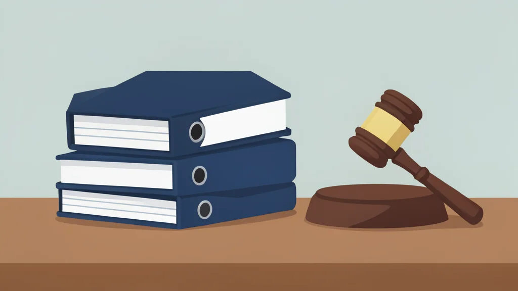 A neat stack of legal binders and a wooden gavel resting on a polished desk.