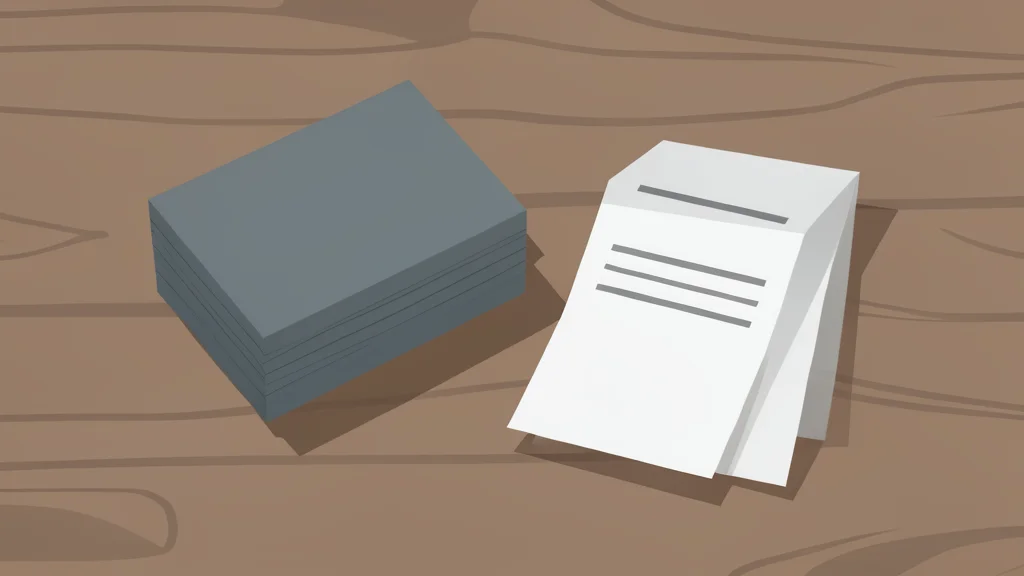 A stack of generic credit cards and a paper receipt on a wooden table