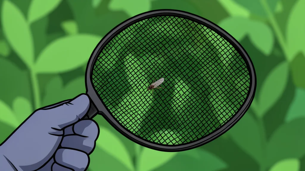 A close-up of a mosquito resting on a green leaf in a sunlit garden