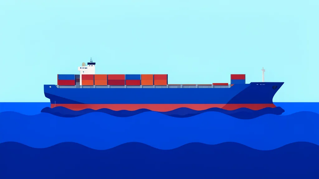 A large cargo ship sailing on the open ocean under a clear sky
