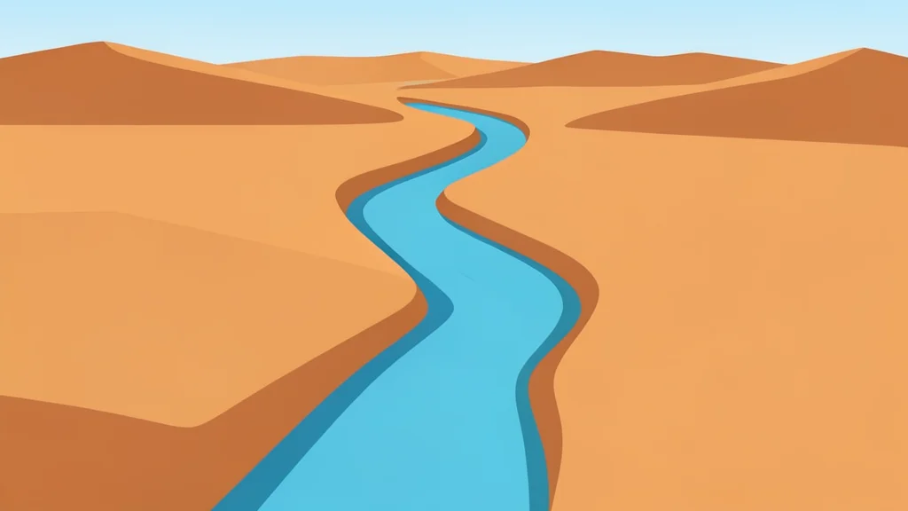 A narrow, winding waterway cutting through arid desert terrain