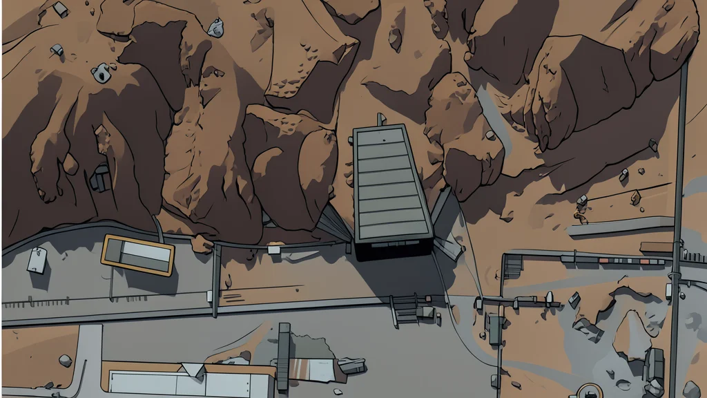 A large industrial tarpaulin covering a concrete structure in a desert landscape