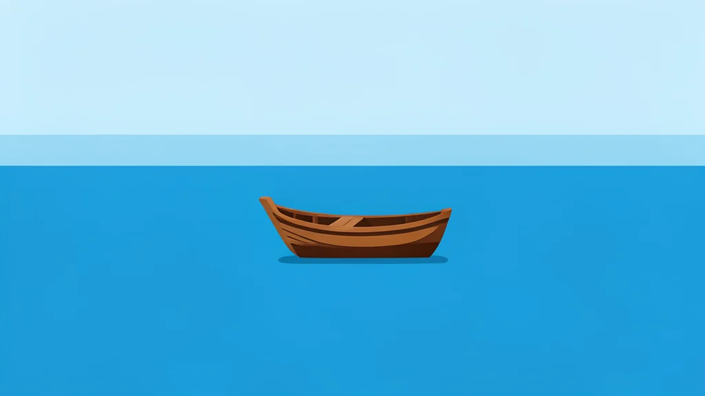 A calm stretch of the Mediterranean Sea with a small wooden boat floating on the water