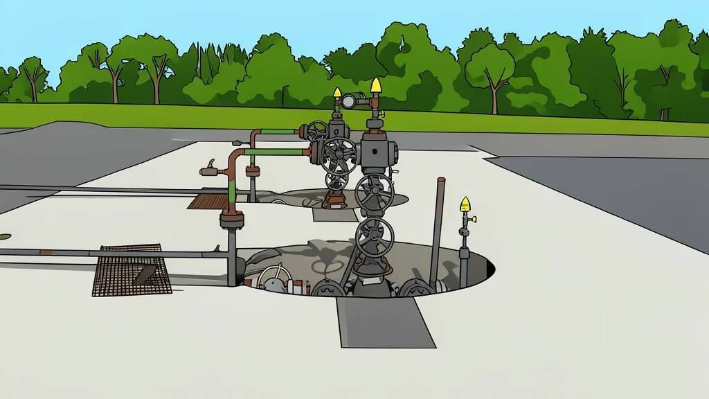 A large industrial gas pipeline stretching across a flat landscape