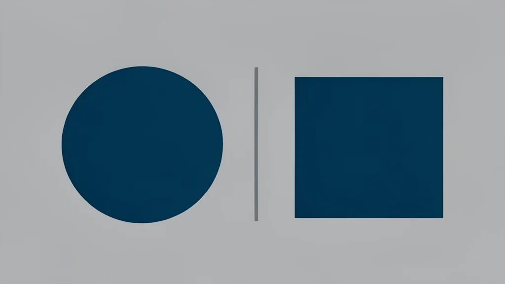 Two distinct geometric shapes separated by a narrow gap on a neutral surface