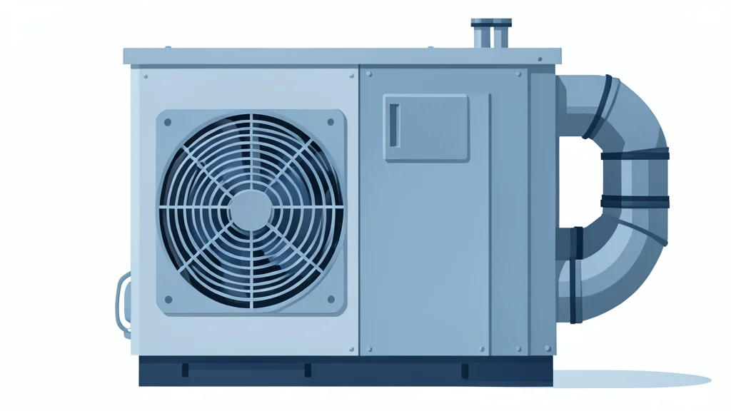 A large industrial air conditioning unit with visible metal coils and ductwork