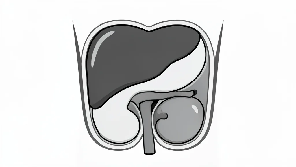 A grayscale cross-sectional illustration of a human abdomen highlighting internal organs.