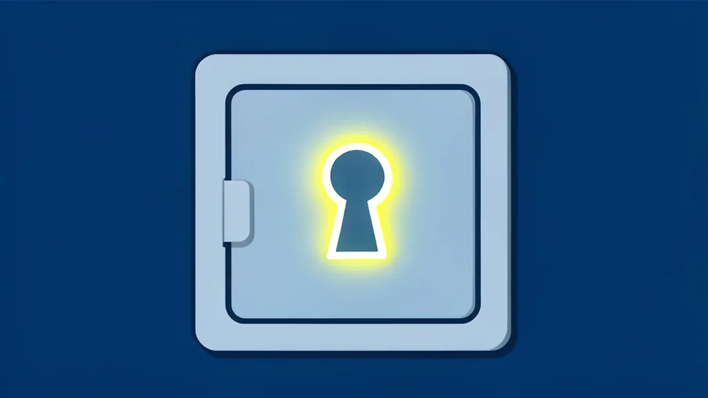 A sleek digital vault with a glowing keyhole centered in a dark blue field