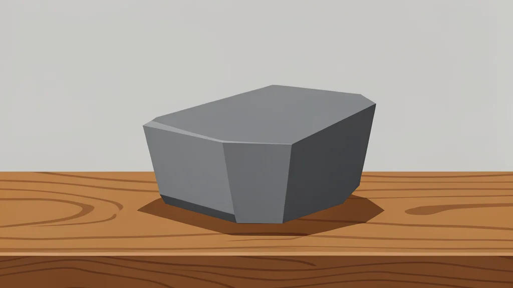 A raw, grey metallic ingot resting on a wooden workbench