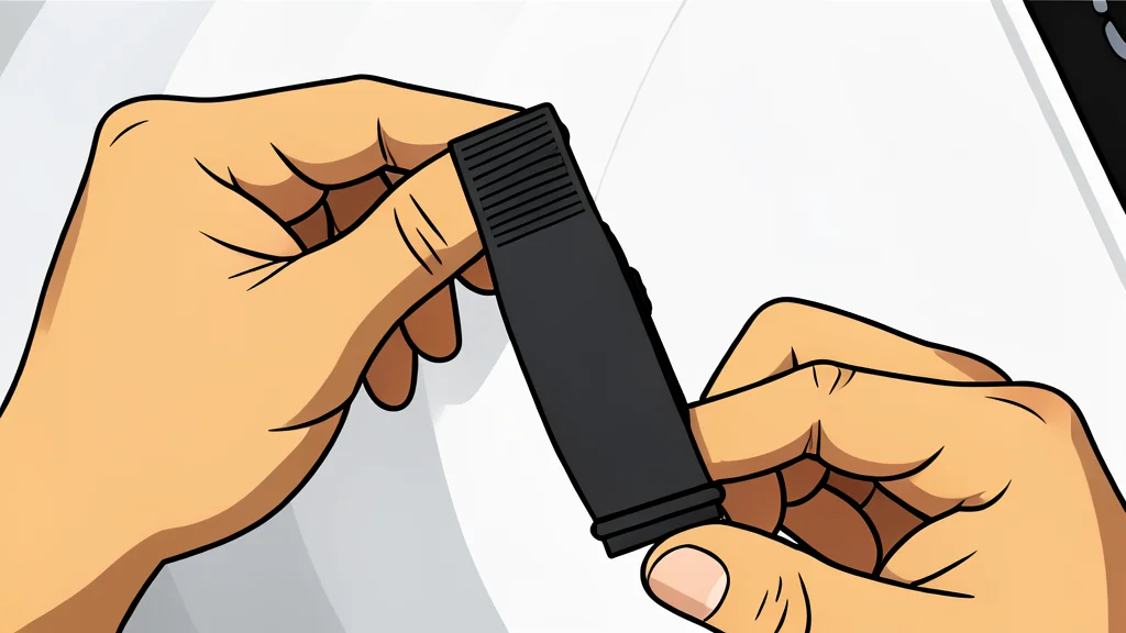 A minimalist, screenless fitness tracker band resting on a wooden surface