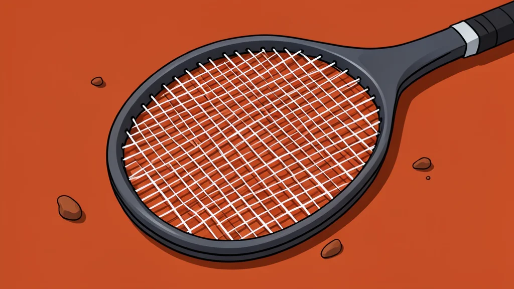A red clay tennis court with white boundary lines and a net stretched across the center