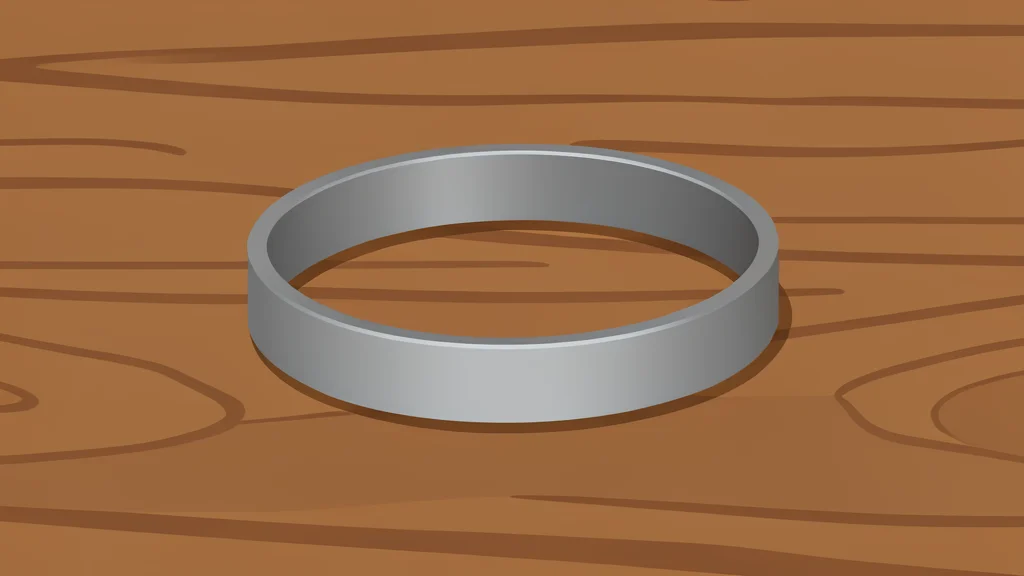 A slim, screen-free aluminum wristband resting on a wooden surface
