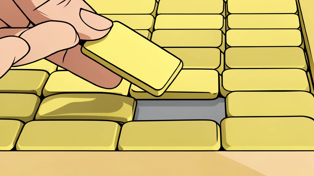 A stack of shiny gold coins and a small ingot on a dark surface