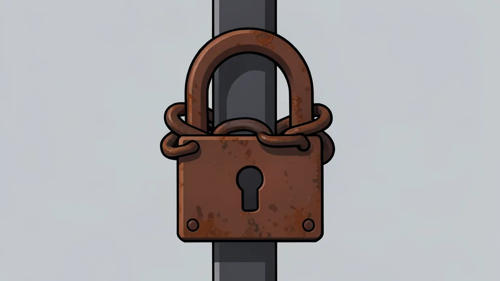 A closed wooden door with a heavy metal lock