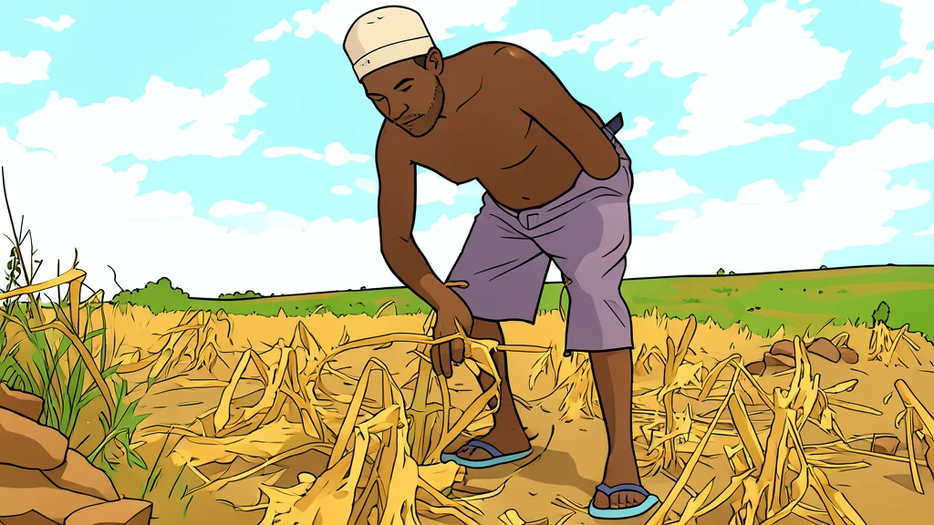 A field of golden millet stalks swaying in the wind under a bright sun