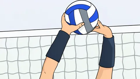 A white volleyball resting on a polished wooden gymnasium floor near a net post