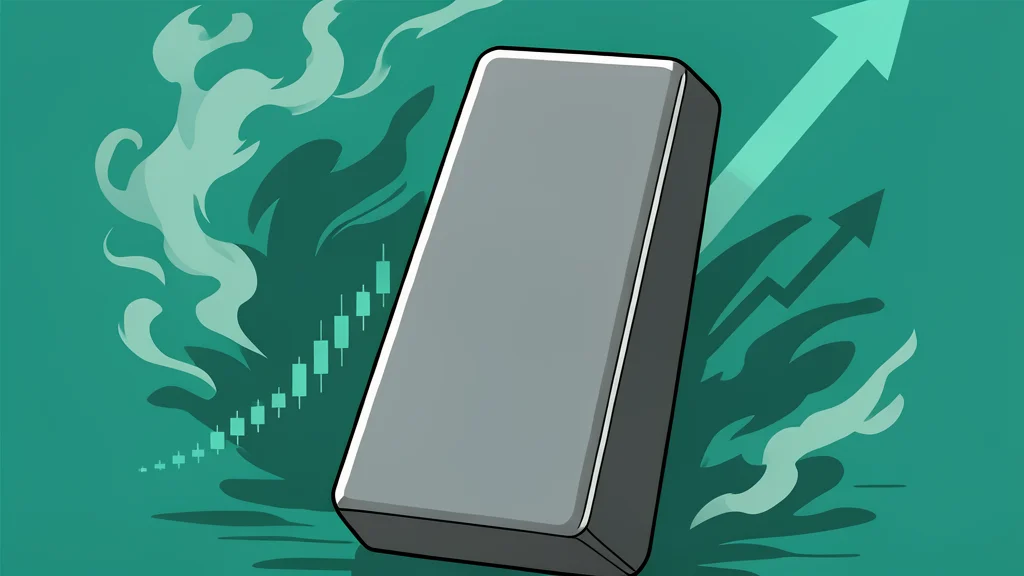 A polished silver ingot resting on a dark surface