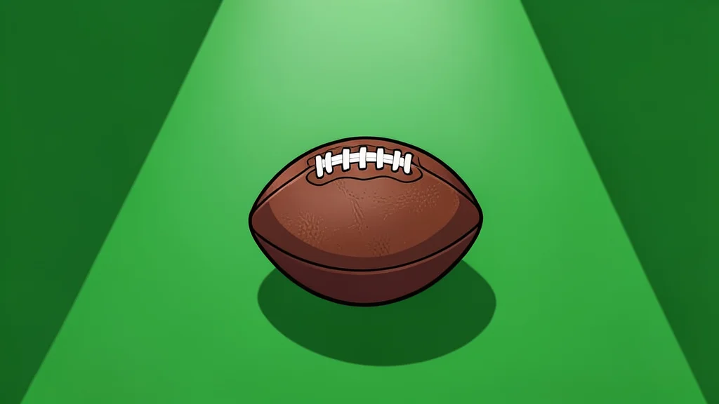 A green football field with white yard lines and a helmet resting on the grass